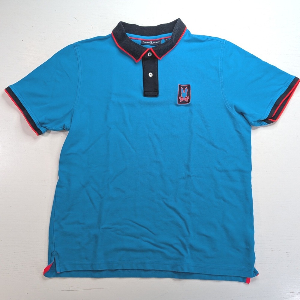 Psycho Bunny Polo Mens Size 7 XL Blue Pima Cotton Pique Logo B6K827Z1PC